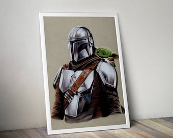 Mandalorian en het kind - Fine Art Print - A4/A3