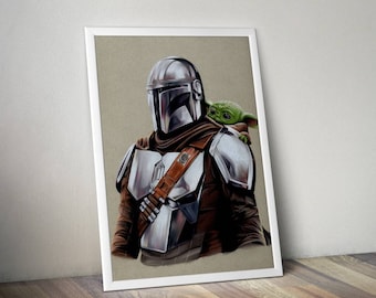 Mandalorian and The Child - Fine Art Print - A4/A3