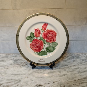 1976 American Rose Society Gorham Limited Edition &quot;Seashell&quot; Rose Gold-rimmed Plate 11 inches