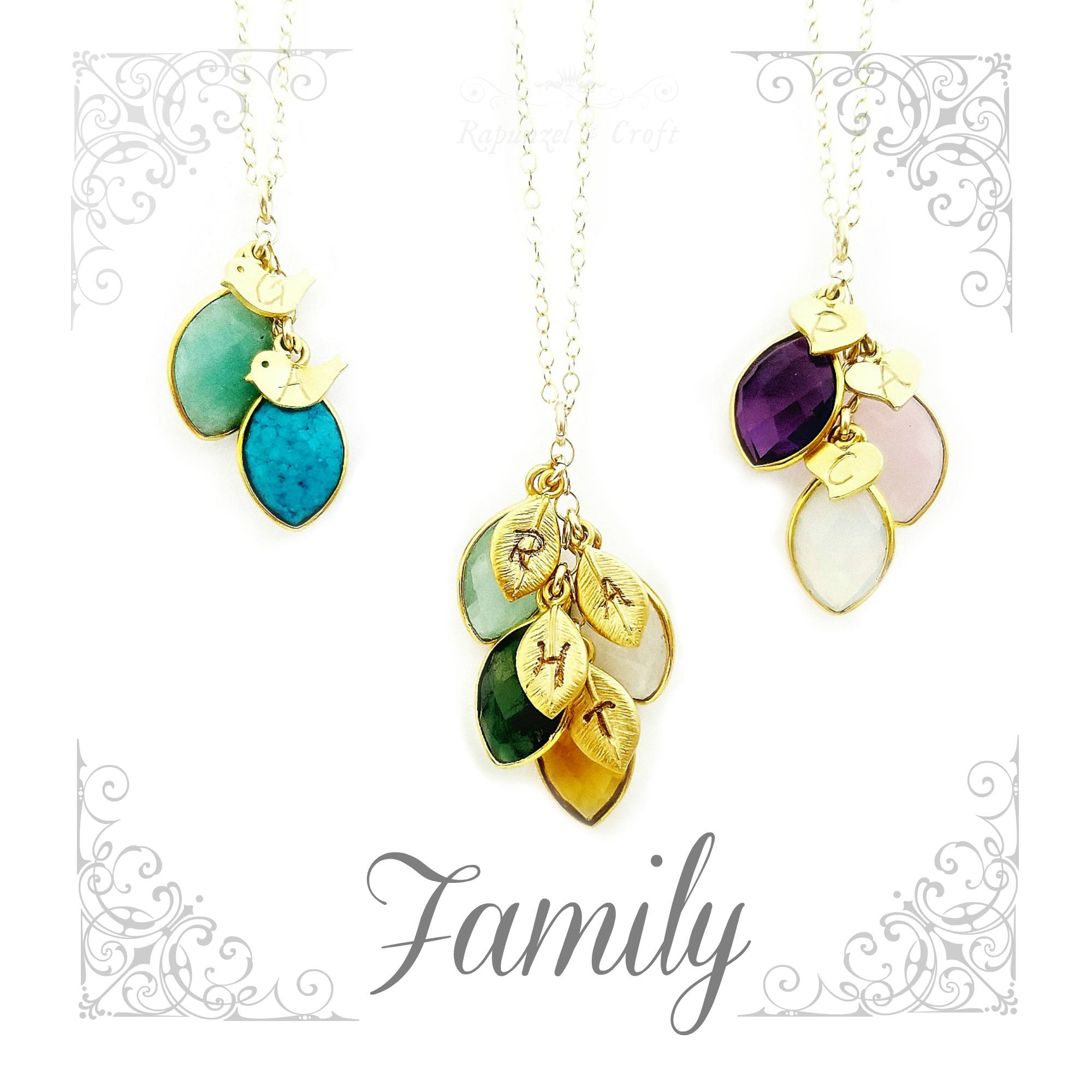 Custom Family Birthstone Necklace Gift for Mom Etsy