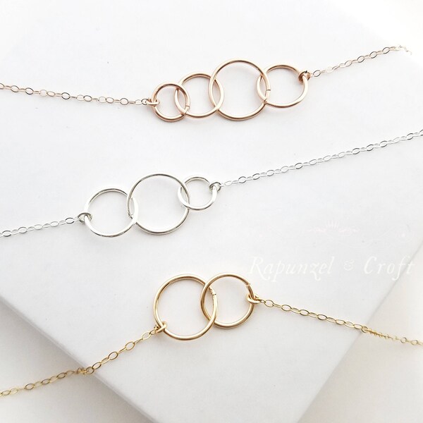 Custom Rings Infinity Necklace | sisters necklace| Generation Links  | Best Friends | 3 Generations | Family Necklace