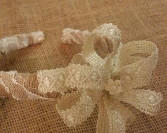 Burlap & Lace Headband