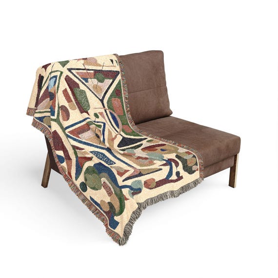 Martini Drinks Cotton Woven Throw Blanket, Abstract Bar Cart Decor 52" X 37"