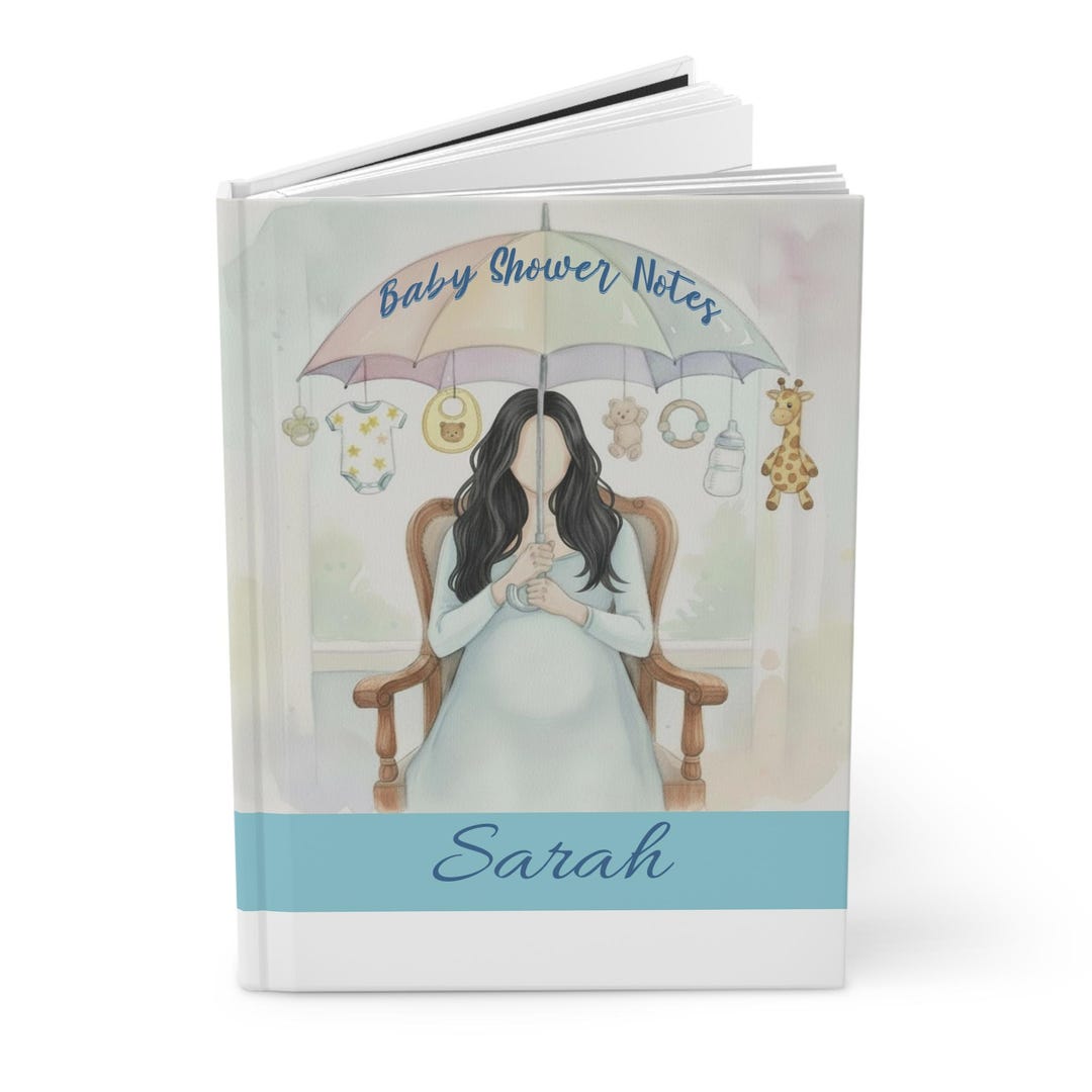 Shower Notes Personalized Baby Boy Shower Notes Soft Watercolor Designed Hardcover ...
