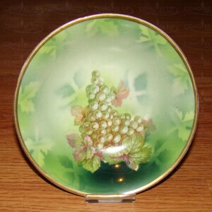 Antique Bavarian Bowl's BEYREUTH MILLAR Gold Rim 5.5" Round 1880's - Grape, Rose
