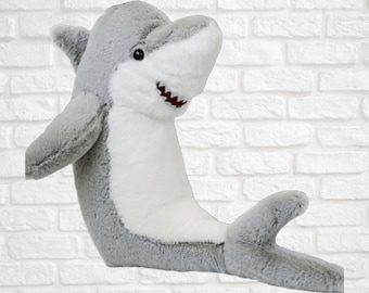 8 inch Unstuffed Plush Animal- Shark