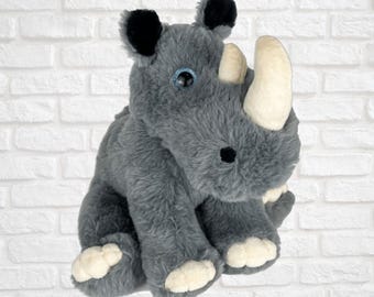 8 inch Unstuffed Plush Animal- Rhino