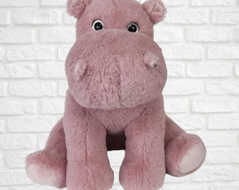 16 inch Unstuffed Plush Animal- Purple Hippo