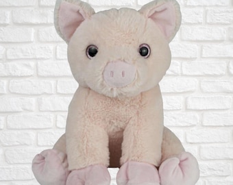 16 inch Unstuffed Plush Animal- Pink Pig