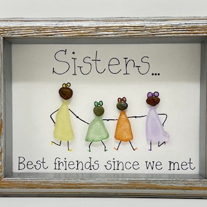 Sea Glass Art Sisters: regalo artistico con ciottoli incorniciati fatti a mano