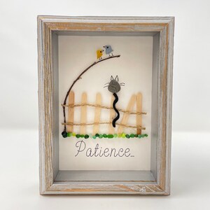 Sea glass and pebble Lesson in Patience for cat-lover, anniversary, wedding, housewarming, teacher, birthday, Christmas, and Hanukkah gifts