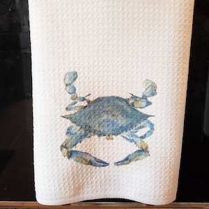 Blue Crab Tea Towel, Blue Crab Kitchen Decor, Maryland Blue Crab, Chesapeake Bay art, Blue Crab art, kitchen towel, Maryland gift for mom