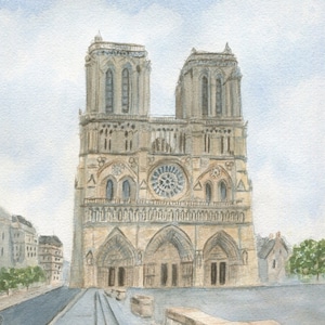 Die Kathedrale von Notre Dame Paris Frankreich, Drucke oder originale Aquarellmalerei Paris Kunst, gerahmte Notre Dame Malerei, Paris Landschaftsdruck