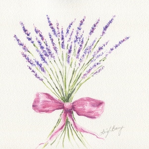 Lavender Bouquet: watercolor lavender painting original floral painting cottage wall decor  lavender print purple flowers Mother&#39;s Day gift