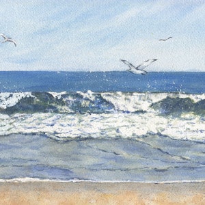 Breaking Wave Beach Painting Print or Original, Ocean Art Beach Decor, Ocean Print, Beach Watercolor, Coastal Art Print, Leigh Barry,