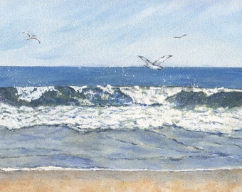 Breaking Wave Original Painting, Beach Painting, Ocean Art, Ocean Watercolor, Original Painting, Ocean Waves Painting, Beach Watercolor