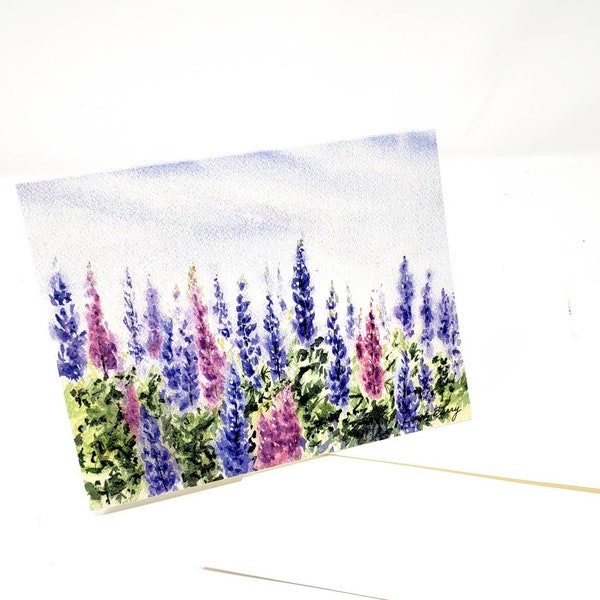 Lupine Notecards Blank Note Cards Lupine Painting Cards Floral Watercolor notecards Maine Lupine art Maine blank cards gift blank notes