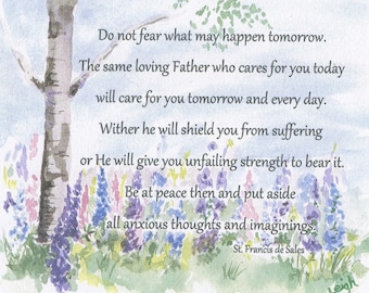 Cita inspiradora de un santo, cita enmarcada sobre el coraje, lámina enmarcada, cita inspiradora, arte religioso, fe, inspiración, confianza en Dios.