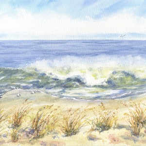 Land Breeze, Beach Original Watercolor, Wave Watercolor,  Beach Watercolor, Original Watercolor, Ocean Wave Painting, Ocean Painting,