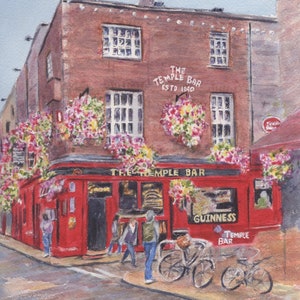 The Temple Bar 2 verticle, print or original painting, Dublin Print, Irish Pub Print, Irish Art, Ireland Painting, Irish Gift, Framed Irish