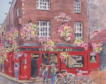 The Temple Bar 2 verticle, print or original painting, Dublin Print, Irish Pub Print, Irish Art, Ireland Painting, Irish Gift, Framed Irish