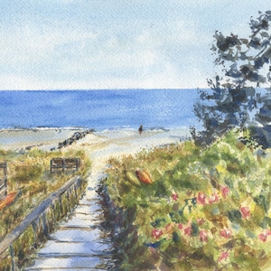 Aquarelle de Cape Cod de Nantucket Sound, décoration murale d'art de plage de Cape Cod, impression de Cape Cod, impression de décor de plage de Cape Cod,