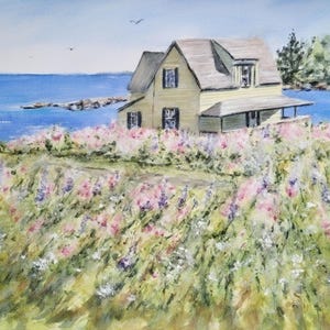 Maine Harbor House, Maine Watercolor Print or Original, MaineCoastal Painting, Maine Art Print, Maine coast art