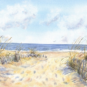 Beach Path, Beach Watercolor, Original Watercolor Painting, Ocean Wave Painting, Ocean Painting, Original Coastal art, Ocean Watercolor