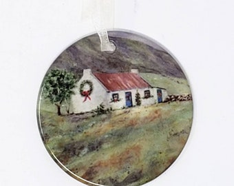 Adorno navideño de cabaña irlandesa, adorno navideño irlandés, adorno de cabaña irlandesa, adorno de Irlanda, regalo irlandés, regalo de Irlanda, pequeño regalo
