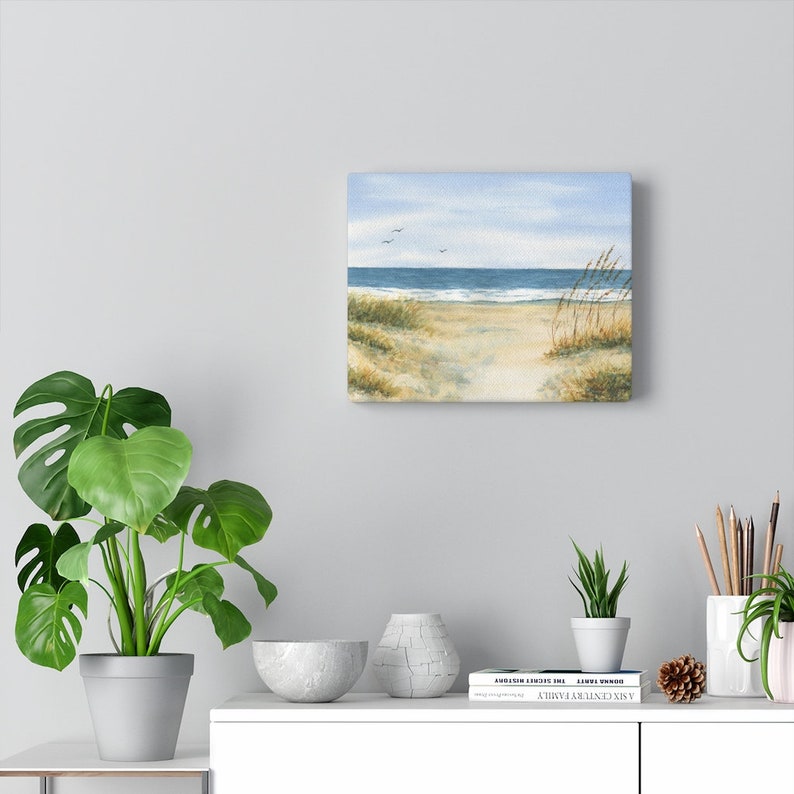 Strandgräs Hav Canvastavla Galleriomslag Strandcanvaskonst stranddekor strandkonst akvarell strandmålning Leigh Barry bild 8