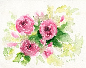 Roses In Bloom, original watercolor