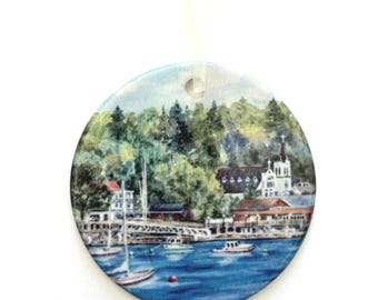 Boothbay Harbor Christmas Ornament, Boothbay Harbor Ornament, Maine gift, Maine painting, Maine Christmas gift, Maine holiday