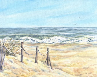 Dune's Edge Beach Watercolor, Original Coastal Art, Original Watercolor Painting, Ocean Painting, Ocean Painting, Original Coastal art