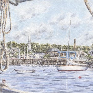 Camden, Maine Skyline Watercolor Print or Original, Maine Painting, Camden Harbor Maine Art Print, Maine Painting, Maine Wall Decor