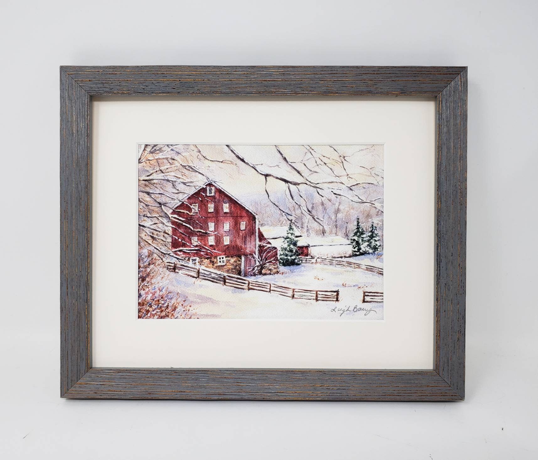 First Snow: Red Barn in Snow, Snow Scene Painting, Winter Landscape ...