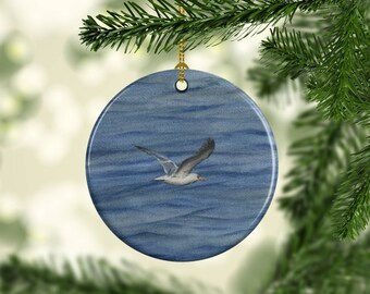 Details about   NAUTICAL BEACH SIGN FENCE WITH SEAGULL BIRDS CHRISTMAS TREE HOLIDAY ORNAMENT 