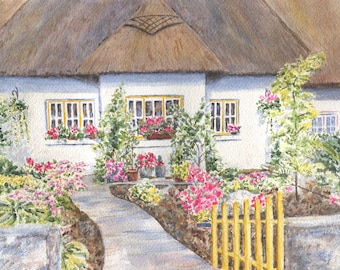 Adare Cottage, Adare Ireland Landscape, Irish Cottage, Irish Art, Ireland Painting, Ireland Painting, Irish Art Print, Ireland Art Print,