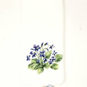 Violets Tea Towel, Violets Decor, Violet flower Kitchen decor, violet flower dish towels, floral art decor, Christmas gift for mom,