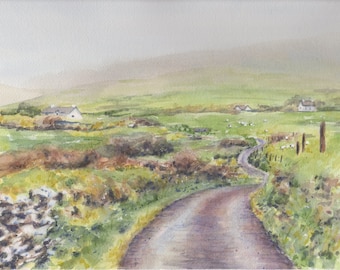 Dingle Peninsula Misty Day Original Painting: Irish Painting, Ireland landscape, Irish landscape, Irish Art, Ireland painting, Original Art