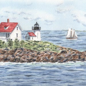 Curtis Island Lighthouse Notecards, Camden, Maine Note Cards Puste karty Maine Lighthouse Maine prezent Maine sztuka Malarstwo Maine akwarele sztuka