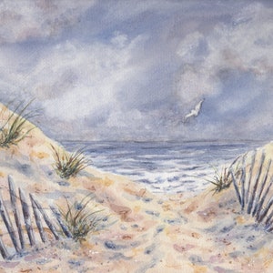 Stormy Sky,  Beach Watercolor, Original Coastal Art, Original Watercolor Painting, Ocean Wave Painting, Ocean Painting, Original Coastal art
