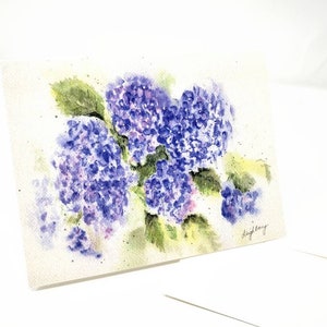 Cartes de correspondance d'hortensias Cartes de correspondance aquarelles d'hortensias Notes vierges Cartes de correspondance florales bleues Notes de remerciement Carte bleue d'art aquarelle d'hortensias