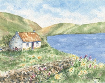 Irish Cottage Notecards, Irish Notecards,  County Clare, Ireland landscape blank cards, Irish thank you notes, Ireland landscape watercolor