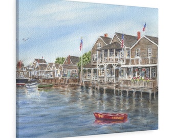 Nantucket Canvas Wrap, Nantucket Painting, Nantucket Art, Cape Cod Art Print, Leigh Barry Watercolors, Nantucket Print, Wall Decor, beach