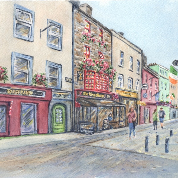 King's Head Tavern Galway, Ireland, Quay Street Painting, Galway Print, Watercolor Print, Irish Art,  Ireland Painting Irish Gift Ireland