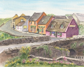 Doolin, Ireland watercolor painting print, Irish art,Irish village print, Ireland painting, Irish gift, Ireland gift, Ireland Landscape