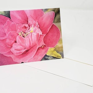 Cartes pivoine, cartes vierges pivoine aquarelle, notes vierges florales roses, cartes pivoine notes de remerciement. Carte d'art aquarelle fleur rose