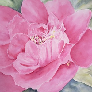 Pink Peony Original Painting: Floral Painting, Flower Art, Peony Painting, Flower Wall Art, Floral Watercolor, Original Watercolor, wall art