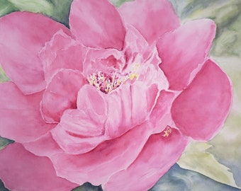 Peinture originale de pivoine rose: peinture florale, art floral, peinture pivoine, art mural de fleurs, aquarelle florale, aquarelle originale, art mural