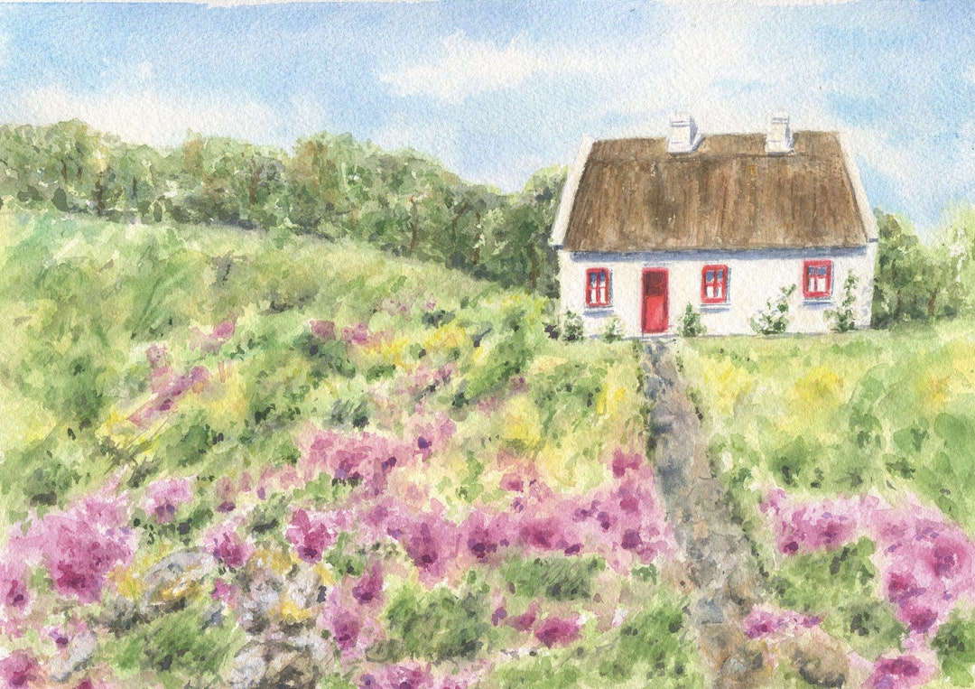 Irish Cottage Irish Landscape Painting, Irish Art Print, Irish Gift